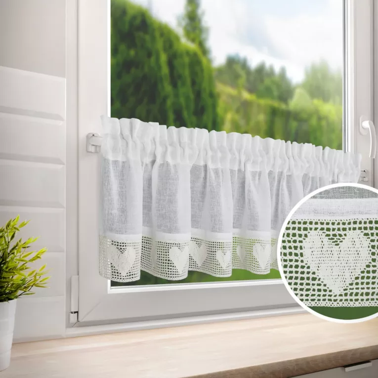 Zazdrostka kremowa z koronką 150x30 cm tunel GAJA