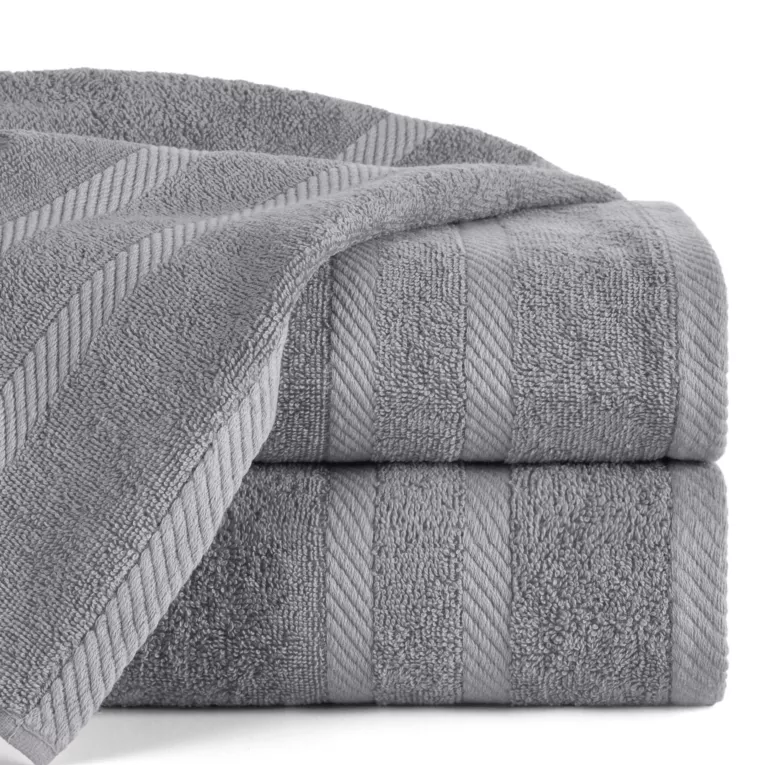 Ręcznik kąpielowy 50x90 cm bawełniany kolor stalowy z ozdobną bordiurą 500 g/m2 MILO