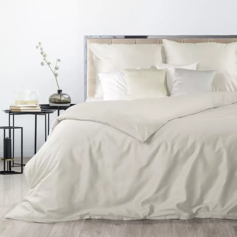 Pościel 160x200 cm bawełniana gładka kolor kremowy NOVA 3