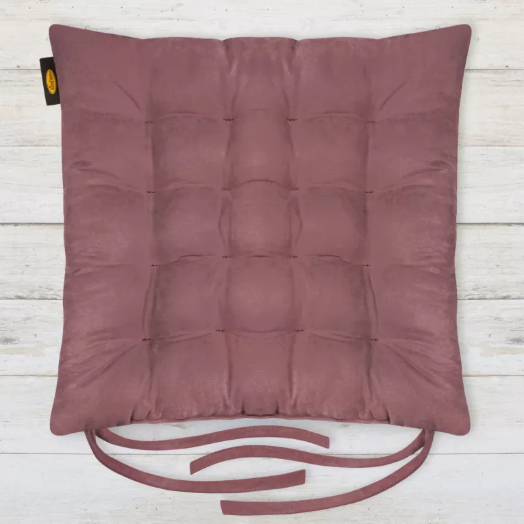 Poduszka na krzesło 40 x 40 x 6 cm  welurowa wrzosowa z szesnastoma pikowaniami ADORE