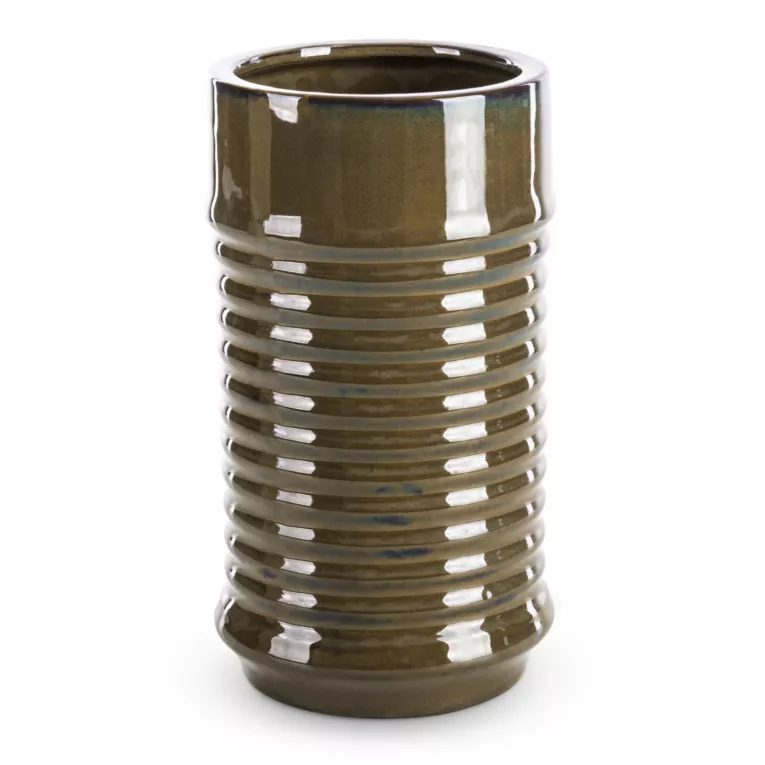 Wazon ceramiczny SAMI minimalistyczny, o kształcie walca ze żłobieniami