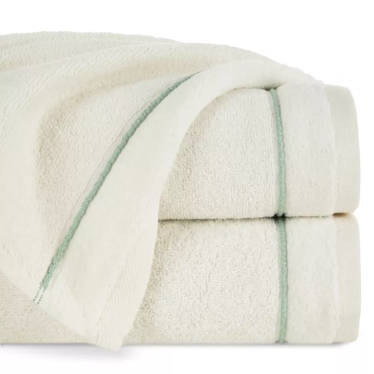 Ręcznik do rąk 30x50 cm bawełniany kolor kremowy z kontrastującymi paseczkami 500 g/m2 SIBEL