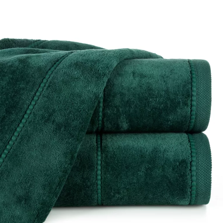Ręcznik do rąk 30x50 cm bawełniany kolor zielony z welwetową ozdobną bordiurą 500 g/m2 MARI