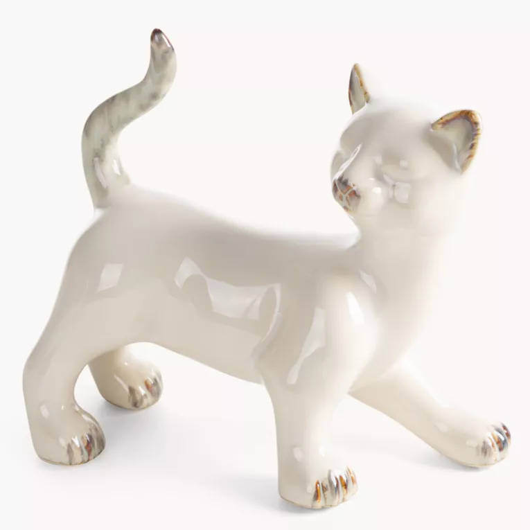 Figurka dekoracyjna kot kremowa 20x10x18 cm AVANI