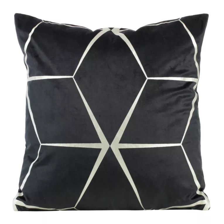Poszewka na poduszkę 45x45 cm welwetowa czarna z nadrukiem geometrycznym BLINK 28