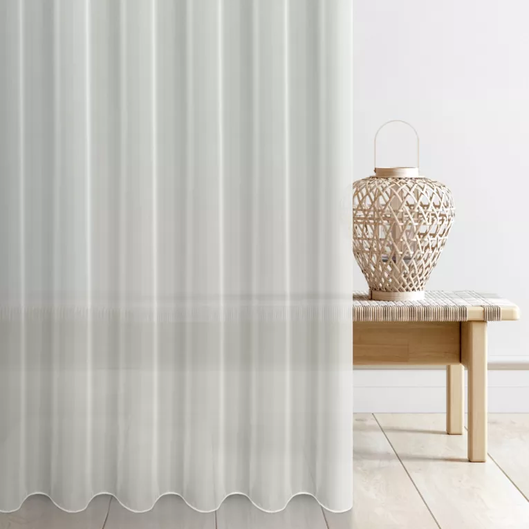 Tkanina firanowa lekki woal w stylu eko o niestandardowej wysokości 360 cm zakończona obciążnikiem