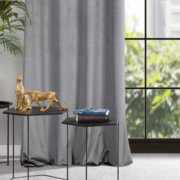 Zasłona szara z wytłaczanego welwetu 140x250 cm przelotka - LILI