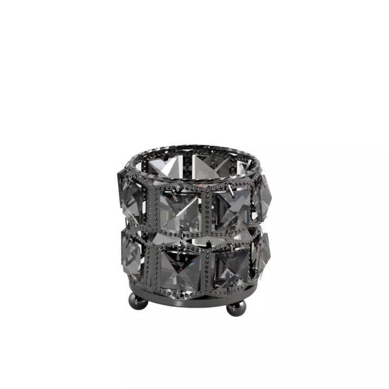 Świecznik HANA 3 z metalu szkła i kryształków w stylu glamour