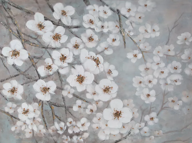 Obraz SPRING ręcznie malowany na płótnie kwitnąca gałąź