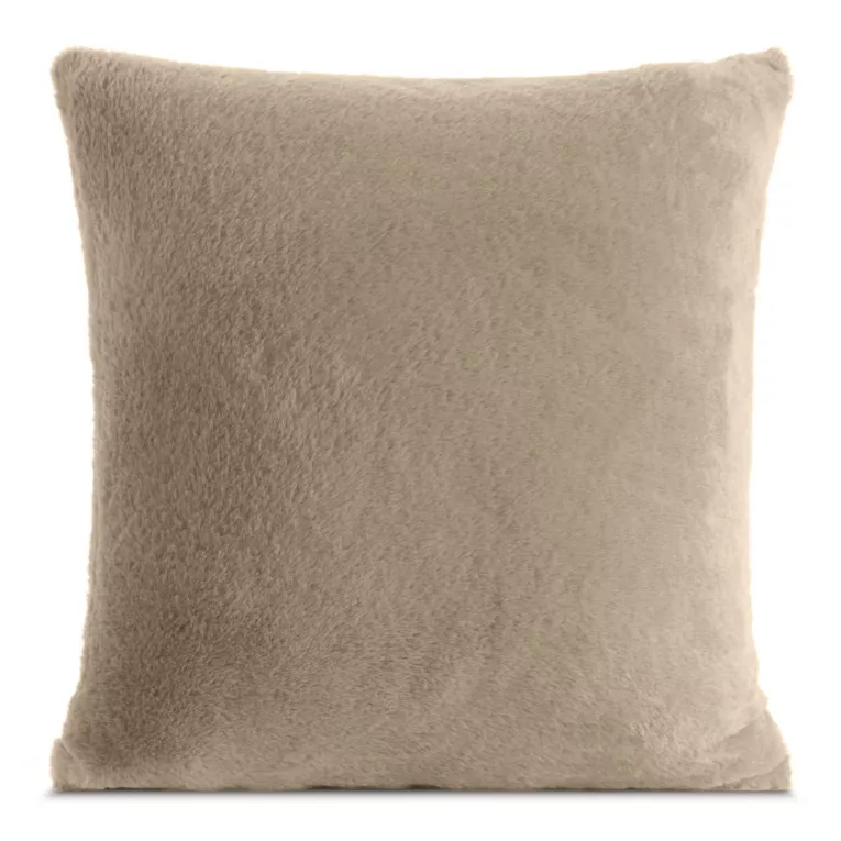 Poszewka na poduszkę 60x60 cm jasnobeżowa z miękkiej futrzanej tkaniny NINA