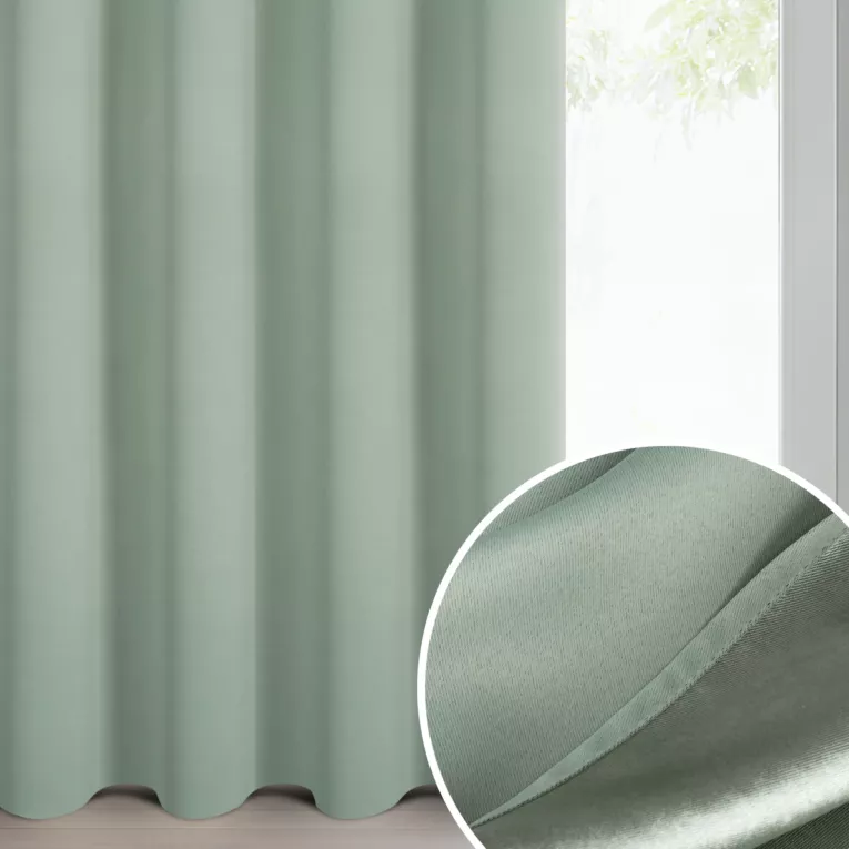 Zasłona miętowa zaciemniająca gładka 140x250 cm przelotka - NERISA