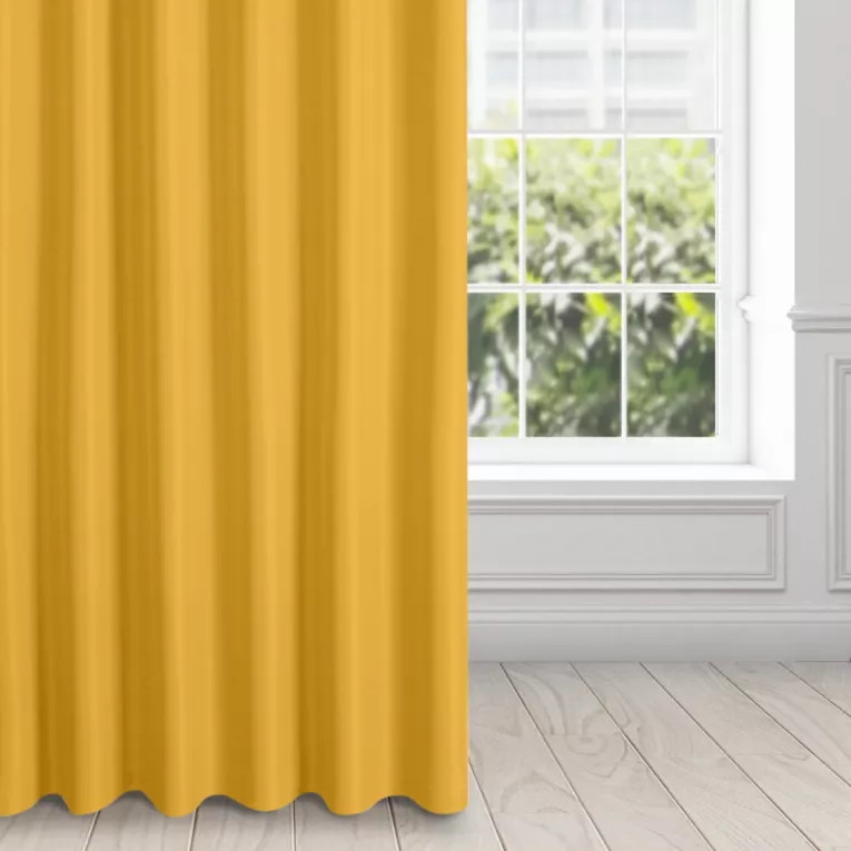 Zasłona musztardowa z matowej gładkiej tkaniny 140x270 cm taśma - RITA