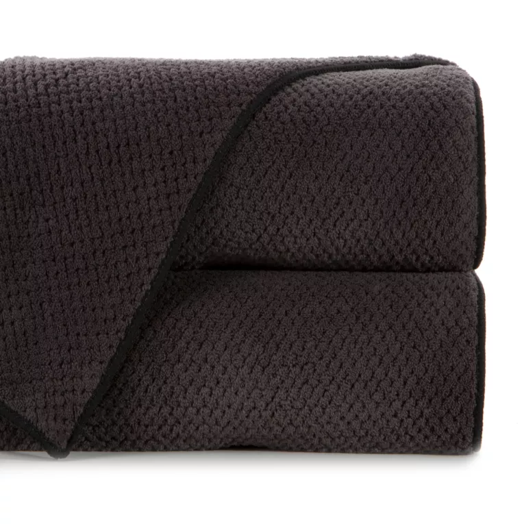 Ręcznik kąpielowy 50x90 cm szybkoschnący z mikrofibry kolor czarny o ryżowej strukturze 280 g/m2 ZOE 1
