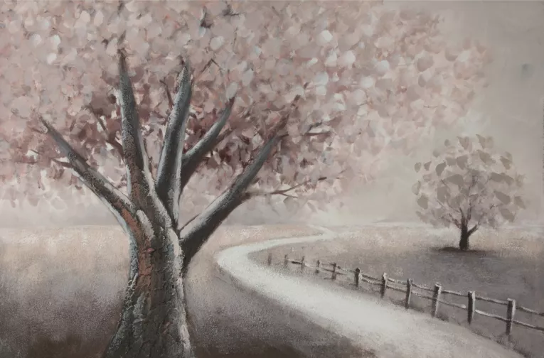 Obraz TREE 6 ręcznie malowany na płótnie kolaż ze złotym drzewem