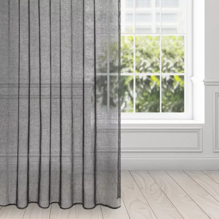 Firana czarna o strukturze drobnej siatki 140x270 cm taśma CELINE