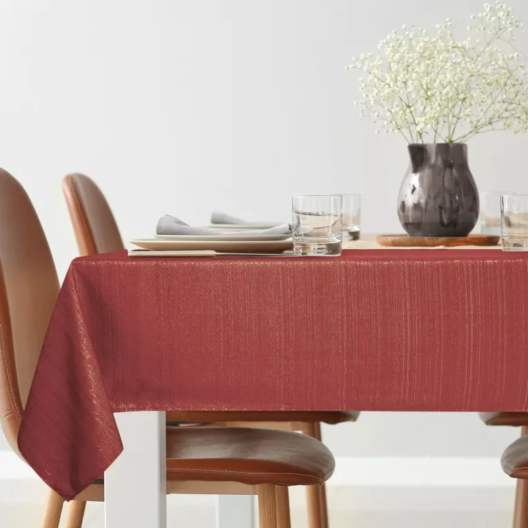 Obrus bordowy 140x180 cm przetykany błyszczącą nicią - GLAMO