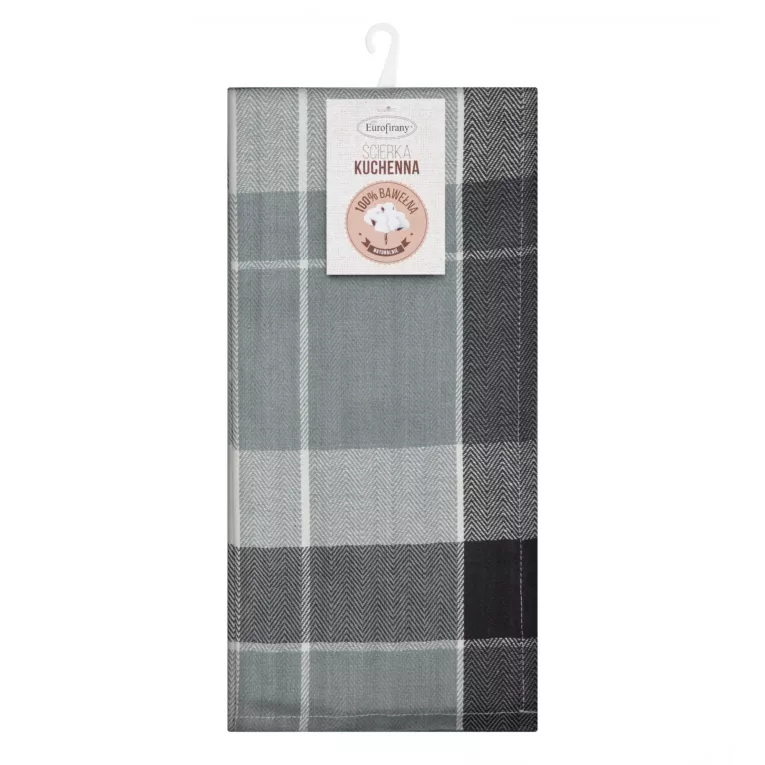 Komplet ściereczek kuchennych 2szt 50x70 cm bawełniany kolor czarny zdobionych w subtelną kratkę 200 g/m2 MONA