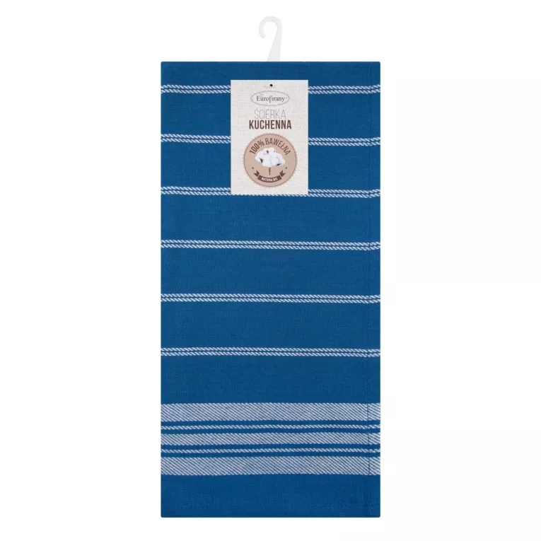 Komplet ściereczek kuchennych 2szt 50x70 cm bawełniany kolor niebieski w kratkę oraz subtelne pasy 200 g/m2 RUBI