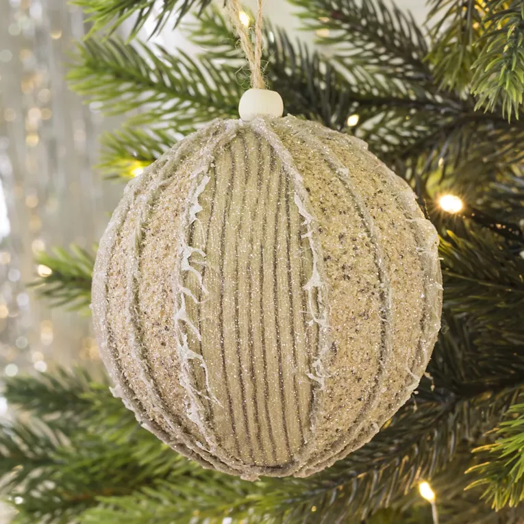 Bombka choinkowa MOCCA  w stylu eko ze sznurkiem i drobnym piaskiem