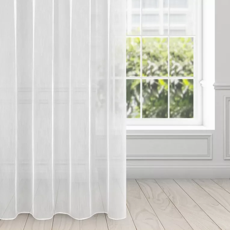 Firana biała o strukturze drobnego deszczyku 140x270 cm taśma NICEA