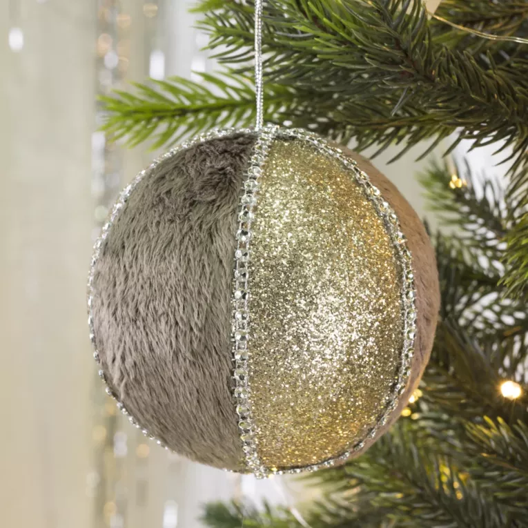 Bombka choinkowa LARA z futerkiem i dżetami