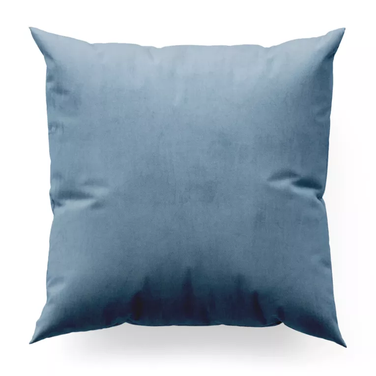 Poszewka szyta niebieska z miękkiej półmatowej tkaniny welwetowej