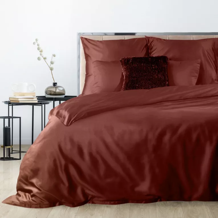 Pościel bawełniana 140x200 cm komplet 2 częściowy kolor burgundowy Nova 3