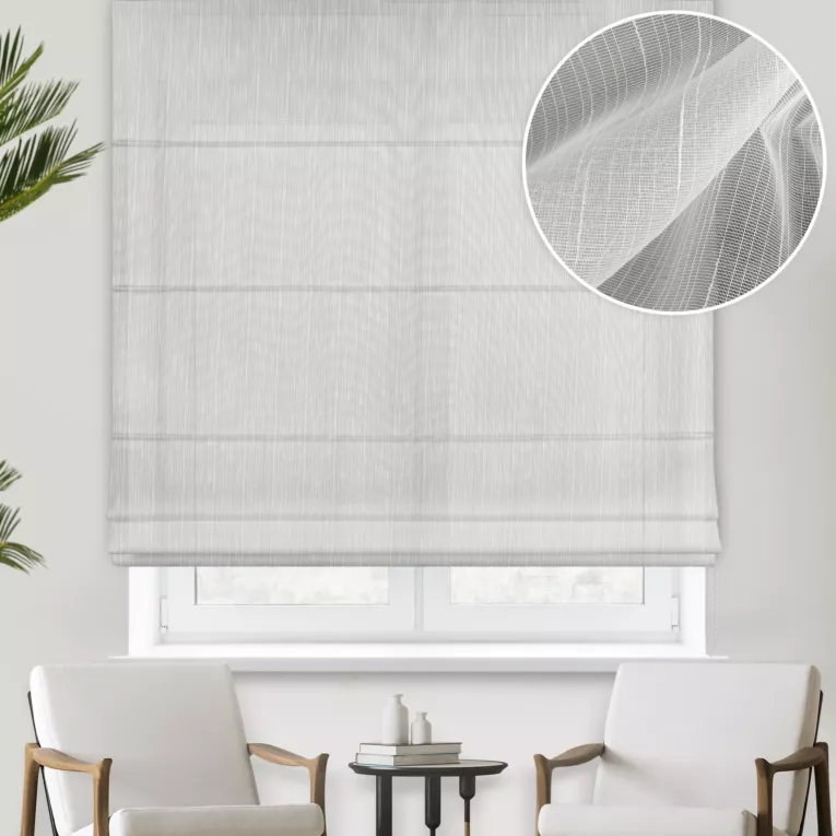 Roleta rzymska MILANO kremowa matowa z efektem pionowych prążków, wykończona obciążnikiem