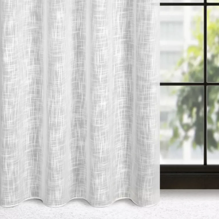 Zasłona biała o płóciennym splocie w stylu eko 140x250 cm przelotka - LIREN