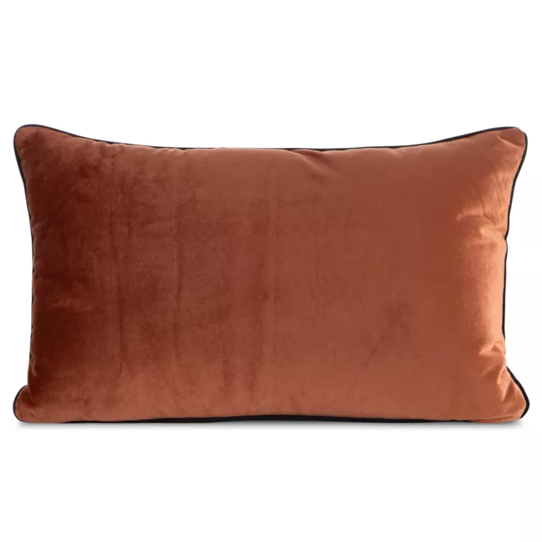 Poduszka 30 x 50 cm welwetowa ceglasta z kontrastującą lamówką GAJA 3