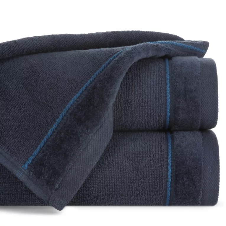 Ręcznik do rąk 30x50 cm bawełniany kolor granatowy z kontrastującymi paseczkami 500 g/m2 SIBEL