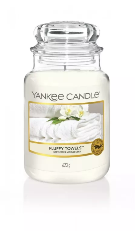 YANKEE CANDLE - Duża świeca zapachowa w słoiku - Fluffy Towels
