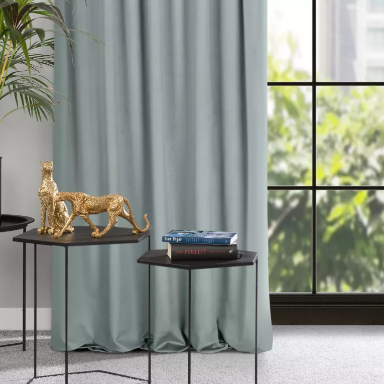 Zasłona szara z gładkiego i miękkiego welwetu 140x300 cm taśma imitująca flex - MADLEN