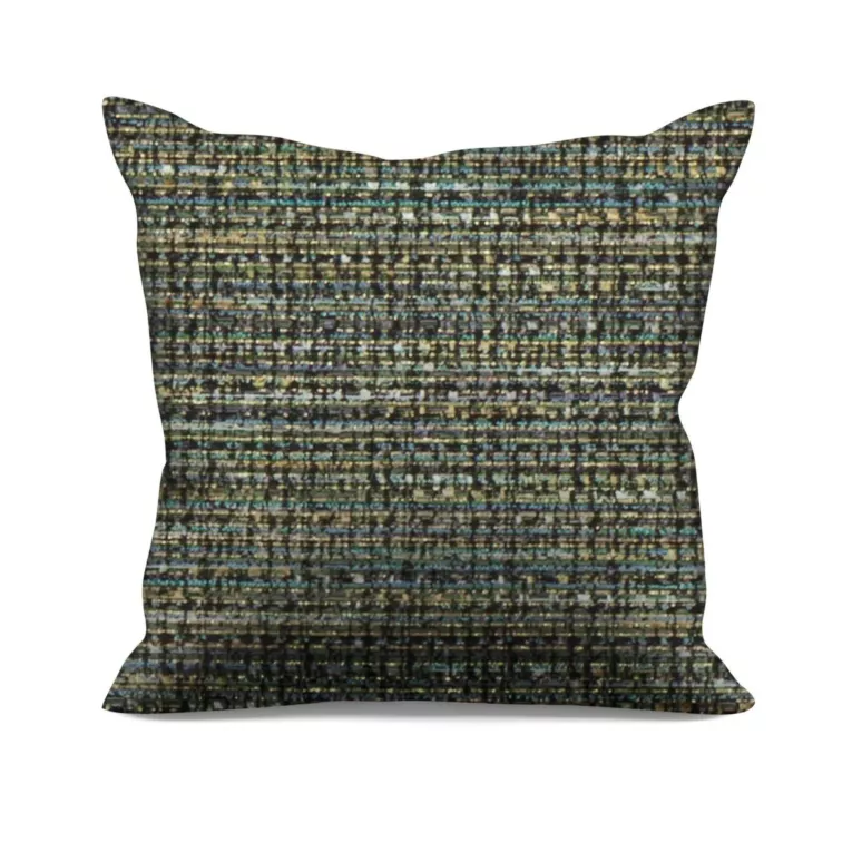 Poszewka szyta czarno turkusowa z tkaniny o grubym, naturalnym splocie z połyskiem