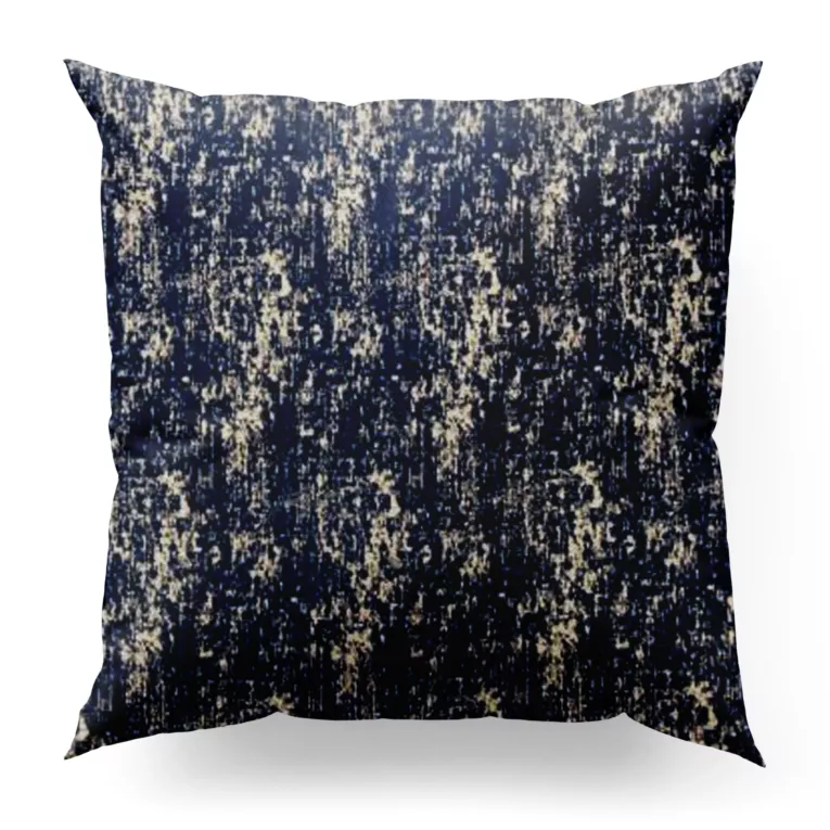 Poszewka szyta MALLORCA granatowo złocista z miękkiej tkaniny szenilowej przetykanej błyszczącą nicią