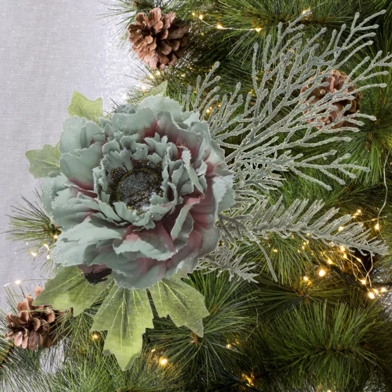 Świąteczny kwiat dekoracyjny z efektem delikatnego szronu