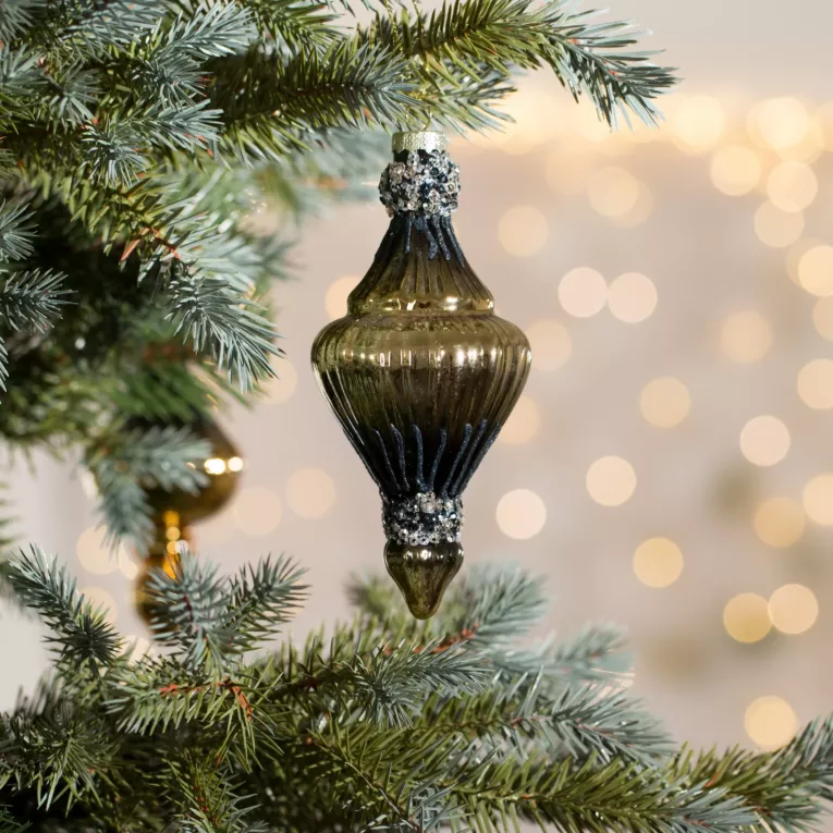 Sopel- bombka szklana ręcznie zdobiona z efektem ombre oraz lśniących kryształków