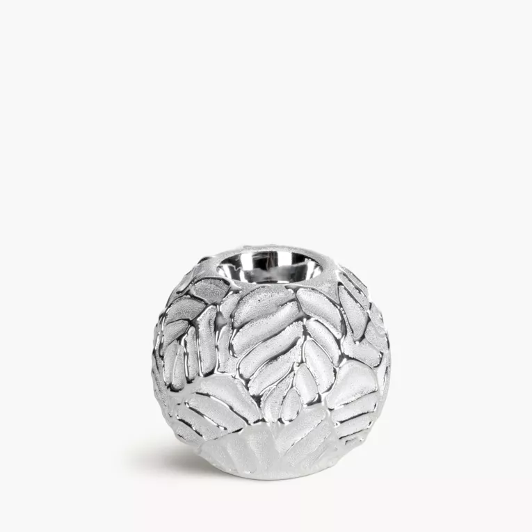 Świecznik dekoracyjny MIRIAM z tłoczonym wzorem liści