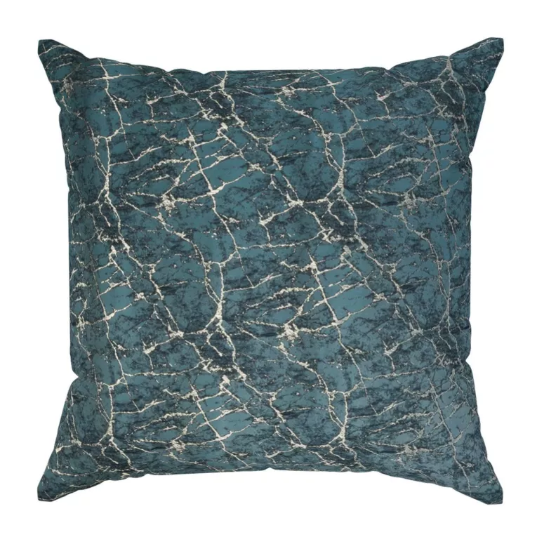 Poszewka szyta turkusowo złota z tkaniny w elegancki nieregularny wzór z błyszczącą nicią i efektem 3D Italissima Eva Minge