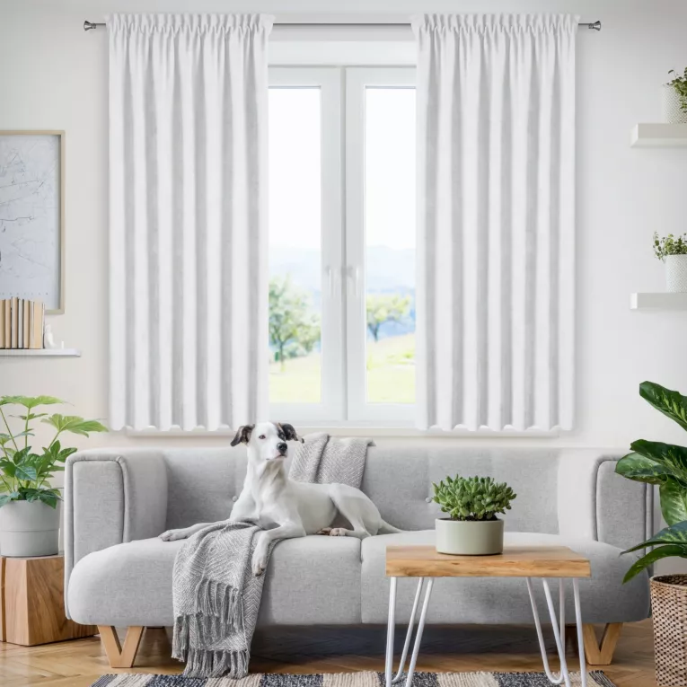 Zasłona biała z tkaniny welurowej 140x120 cm taśma - Dora