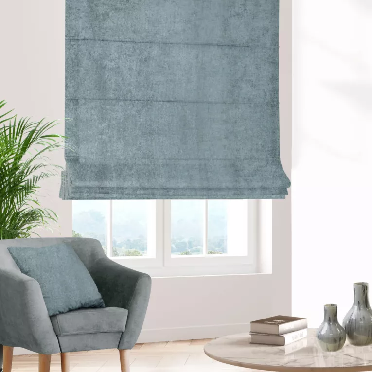 Roleta rzymska BRIANNA jasnomiętowa miękka szenilowa o wyraźnym splocie i lekkim połysku