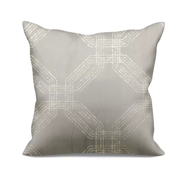 Poszewka szyta beżowa z tkaniny welwetowej z geometrycznym błyszczącym nadrukiem