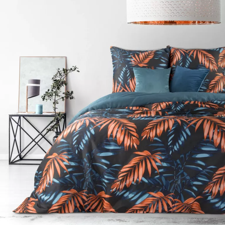 EUROFIRANY NOVA Komplet pościeli OVIEDO z wysokogatunkowej satyny bawełnianej z nadrukiem kolorowych liści