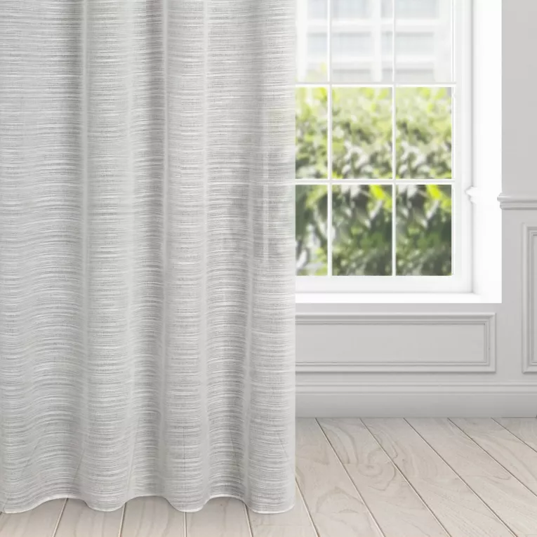 Firana naturalna z efektem deszczyku w poprzeczne prążki 140x250 cm przelotka ARIA