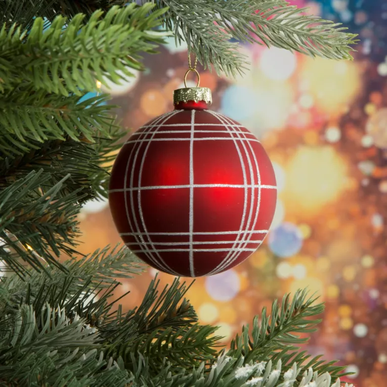 Bombka szklana  ręcznie zdobiona motywem kratki