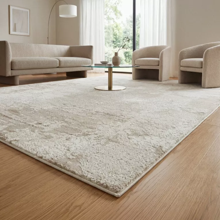 Dywan 60x100 cm kremowy zdobiony abstrakcyjnym wzorem ARMONI