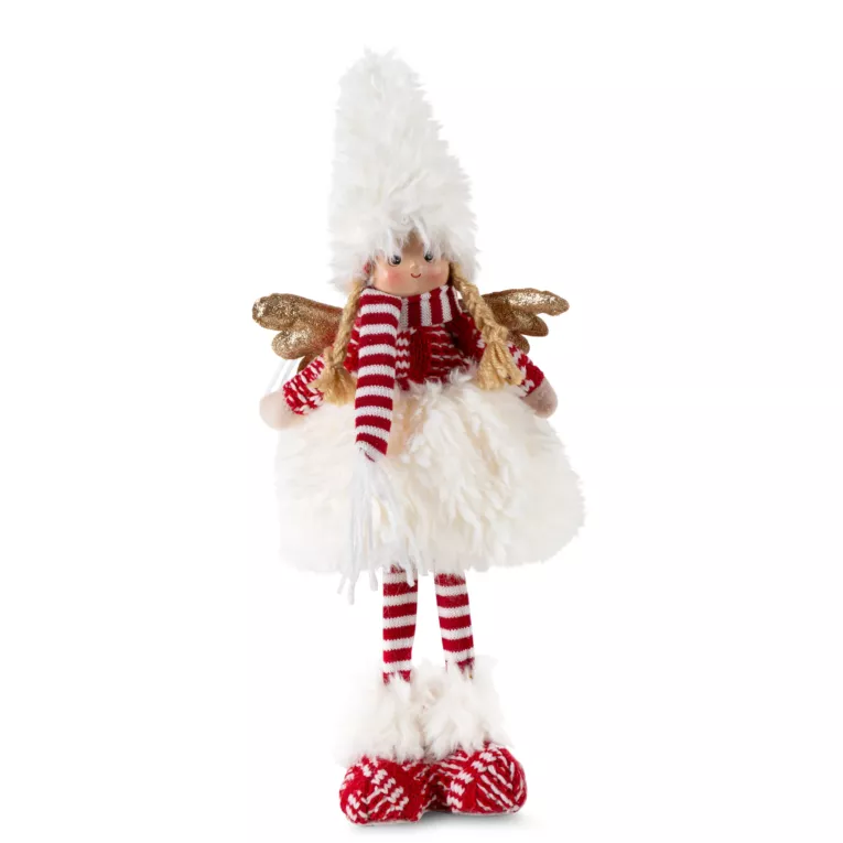 Figurka świąteczna lalka elf w zimowym stroju stojąca