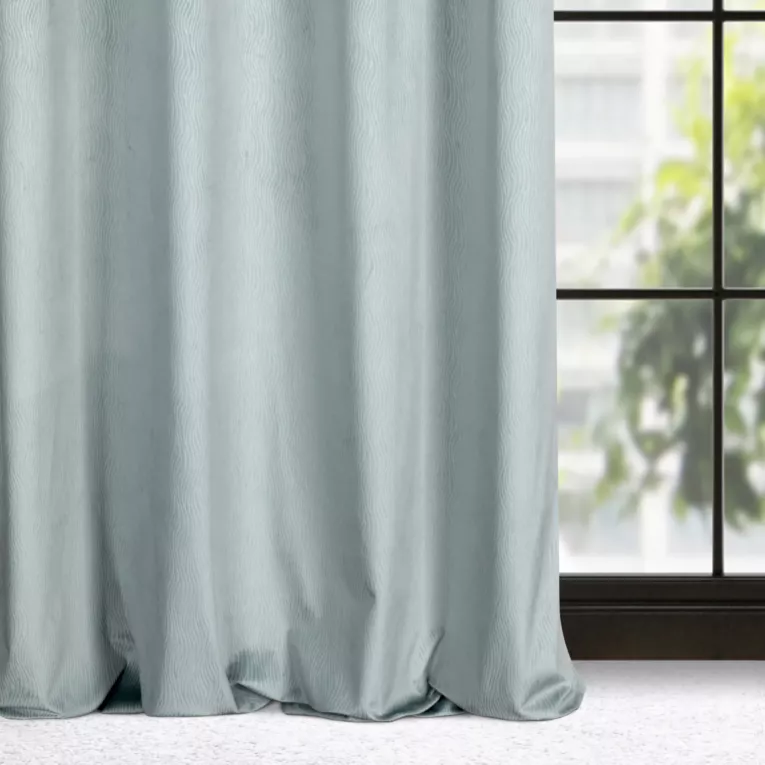 Zasłona niebieska z wytłaczanego welwetu 140x250 cm przelotka - LILI