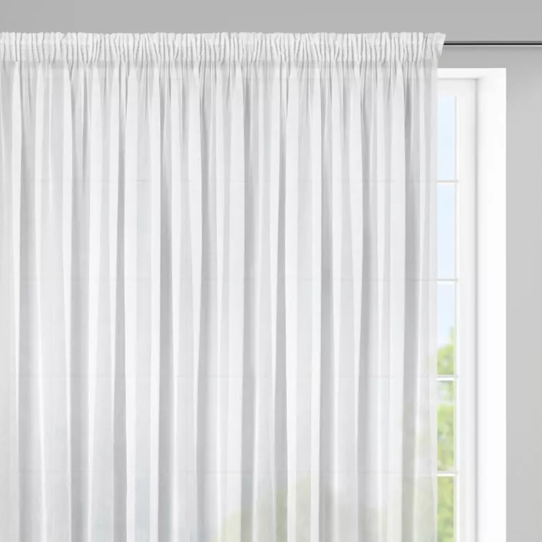 Firana białą o strukturze drobnego deszczyku 400x145 cm taśma ADEL