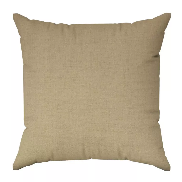 Poszewka szyta ciemnokremowa z tkaniny w stylu eko o naturalnym splocie